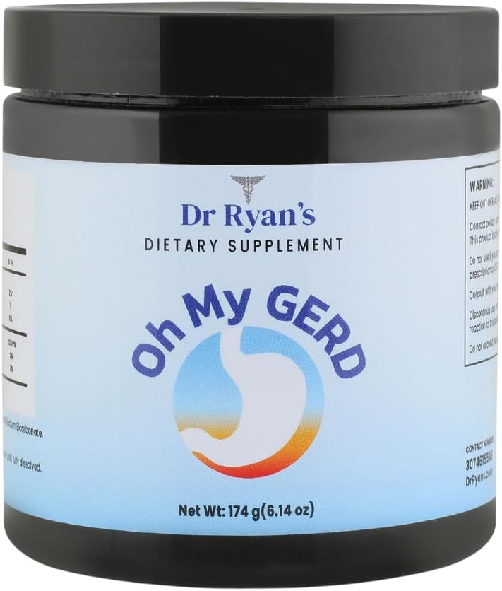 Dr Ryan - Oh My GERD - pentru Reflux acid, GERD, Arsuri la stomac, Indigestie & More - Administrare orală, Suport cognitiv și digestiv - Neutralizeaza Acidul gastric - Supliment alimentar - Natural Antiacid comprimat alternativ
