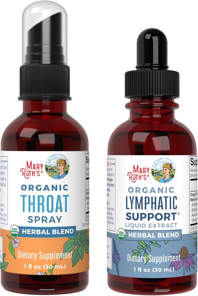 MaryRuth Organics Ghroat Spray (neflavurat) & Limphatic Cleanse picături 