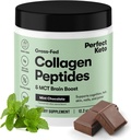 Keto Colagen Pulbere de proteine cu ulei MCT - Grassfed, GF, Multi Supliment, Cel mai bun pentru diete ketogenice, Utilizați ca Keto Creamer, în cafea și Shakes pentru femei și bărbați (Mint Chocolate)