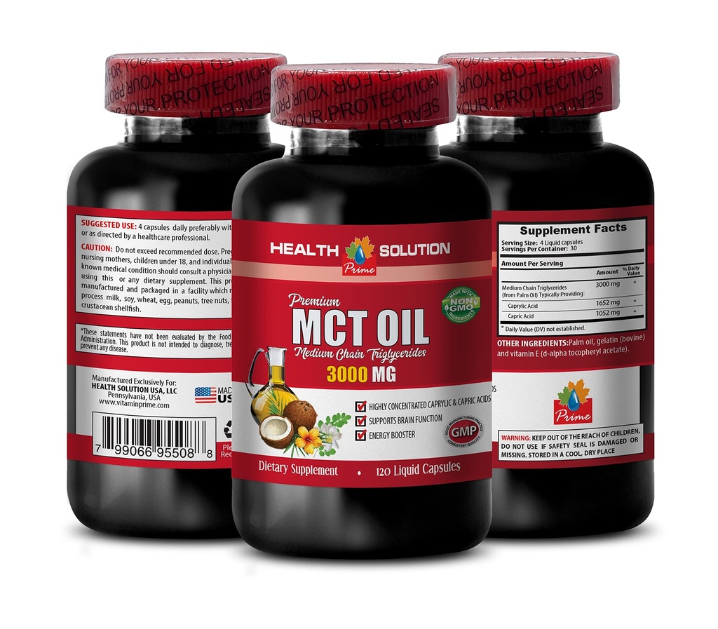 Sistem imunitar Booster - MCT Ulei 3600MG, 100% Pure - Lanț de trigliceride medie, mct Suplimentul de ulei softgels, mct Pastile de ulei Organice, mct capsule de ulei, mct pastile de ulei, mct ulei - 1 flacon (120 Softgels)