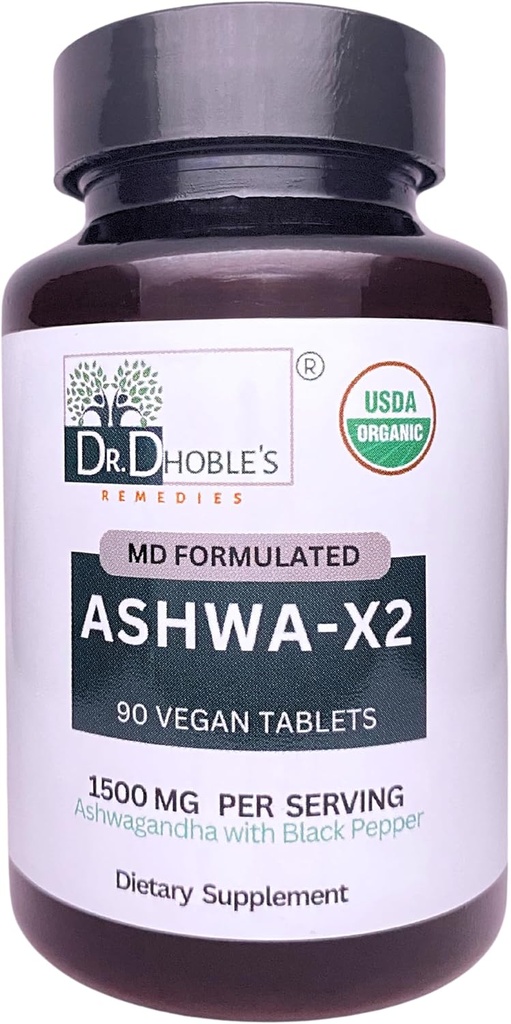 Ashwa X2, Md Formulated Vegan tablete cu ingrediente naturale și negru Pepper care crește biodisponibilitatea, 1500mg, Nici un extract, USDA Organic