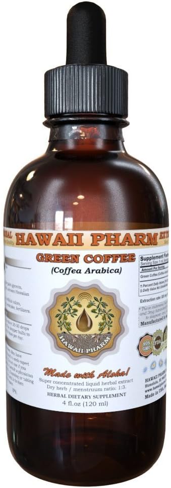 HawaiiPharm Green Coffee Extract lichid, cafea verde (Coffea Arabica) Bean pulbere Tincture Supliment 2 oz