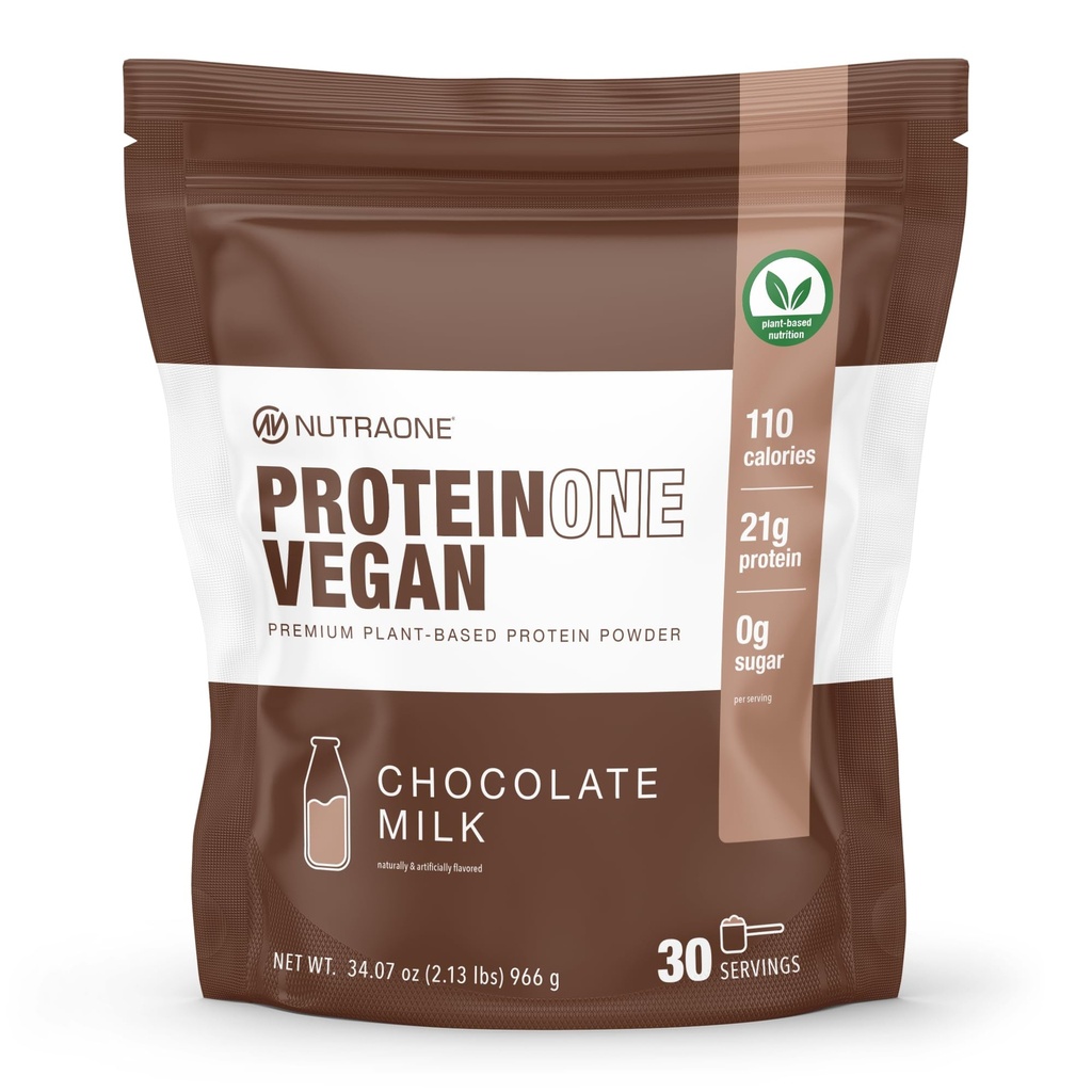 NutraOne ProteinOne Vegan-Federa de proteine praf Vegan de proteine, Dairy-Free, Pea și proteine din orez (Chocolate Milk)