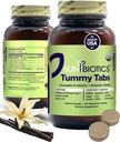 SUNBIOTICS Tummy Tabs - Tablete probiotice și prebiotice masticabile cu 18 miliarde CFU de 4 tulpini probiotice pentru bine gust Flora, Sistemul imunitar, și echilibrat Microbiom - Vanilie, (Pachet de 1)