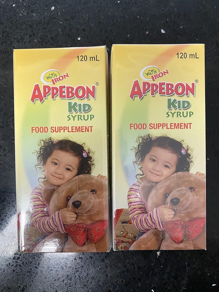 Cutie cu 2 Appebon Kid Syrup Supliment alimentar cu 120ml de fier