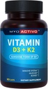Vitamina D3 K2 Supliment 5000 UI & 200 mcg - Absorbţie ridicată D3, MK7 şi MK4, Heart Health, Immune Support, 90 Capsule vegetariene