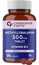 Generic Rise .Vitamina B12 Tablete 500mcg - Forma activa de metilcobalamină B12 Supliment pentru bărbaţi şi femei - 90 Veg Tablete, Nautral