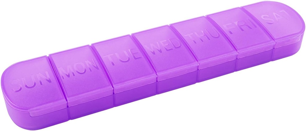 Organizator de pastile săptămânale, O dată pe zi, 7-Zile Pilula Container, Matte Purple, Mare 7 Compartiment Vitamine Caz Pilula Dispenser pentru Medicina, Medicamente, Uleiuri de pește, Suplimente, Capsule, Tabletă