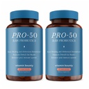 Vitamina Bounty Pro- 50 Probiotic 50 Miliarde CFU - 13 Strain Supliment pentru bărbați și femei + Prebiotice - Digestive Health & Gut Support - Lactobacillus & Bifidobactery - capsule cu eliberare întârziată, 2 Pack