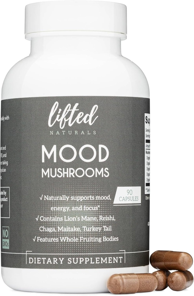 Ciuperci de Mood - supliment de ciuperci ridicate - Lion's Mane, Reishi, Chaga, Turkey Tail, Maitake - Energy, Focus, Stress Relief