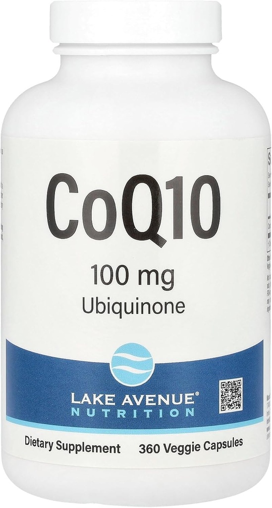 Lake Avenue CoQ10 Nutriţie - Suplimentul Ubichinonă - Promovează activitatea antioxidantă - Gluten gratuit, non-GMO - 100 mg - 360 Capsule vegetale