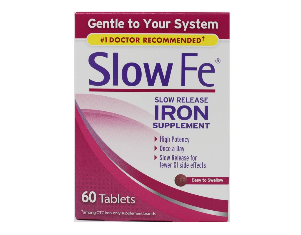 Slow Fe comprimate de fier cu eliberare lentă, 60 cutii de numărare (pachet de 2)