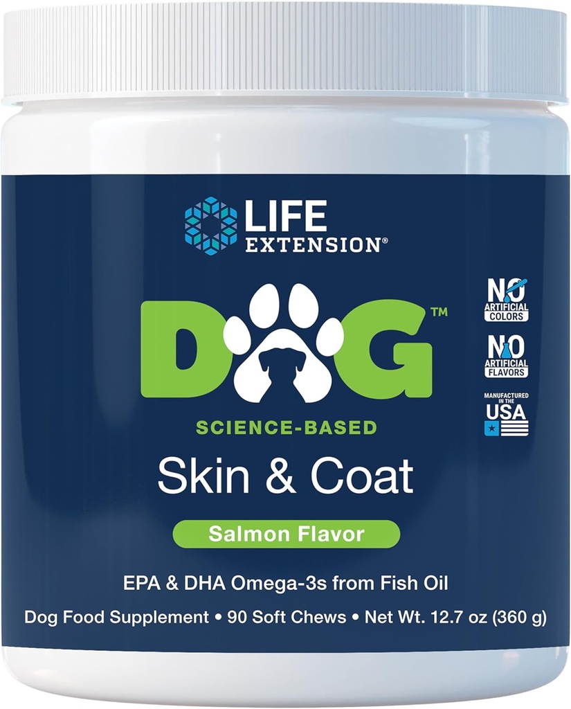 Life Extensie Dog Skin & Coat - Dog Food Supplement for Healthy Skin and Coat 