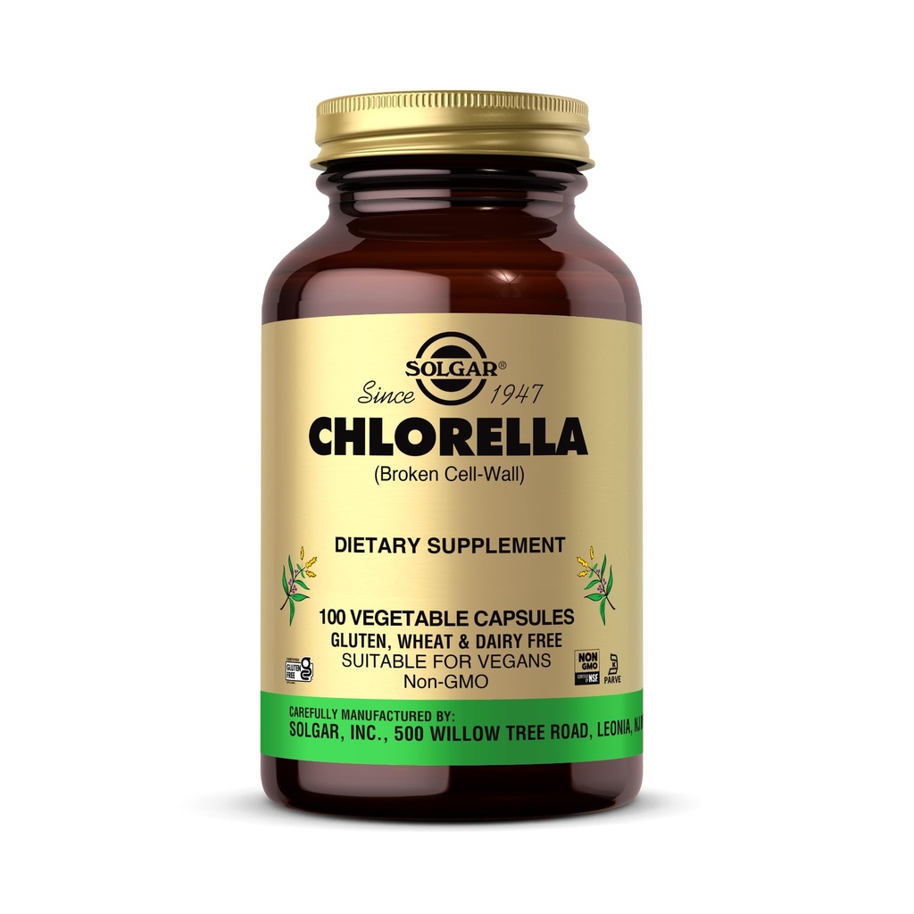 Solgar Chlorella - 100 Capsule vegetale - Absorbție maximă - non-GMO, Vegan, Gluten Free, Kosher - 100 Servings