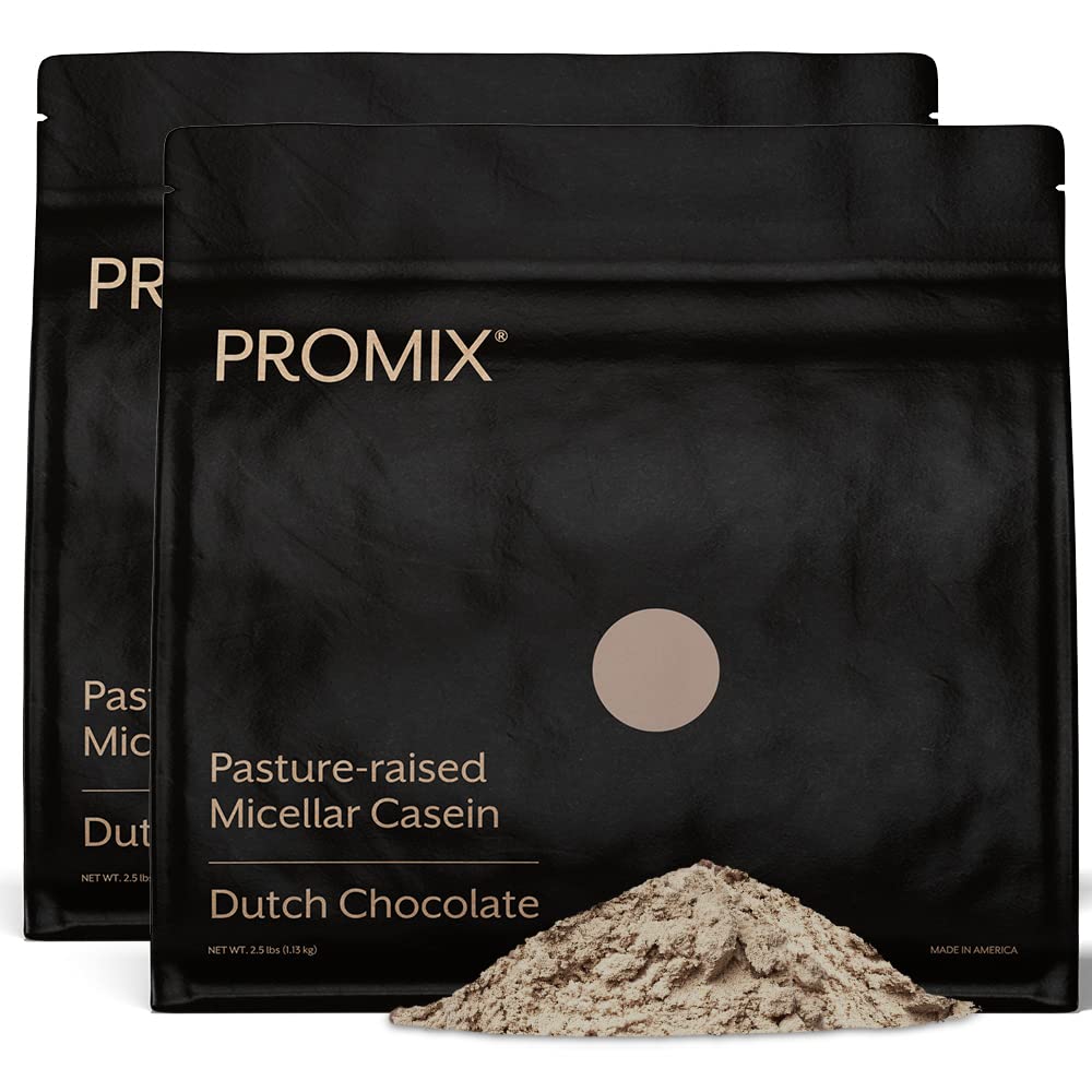 ProMix Nutrition Casein Powder Proteine - Grass-Fed, Pasture Crescut, Slow Release 25g Micellar Casein - 5.4g BCAAs Gluten Free, Sugar Free, Soy Free - Ciocolata, 5lb