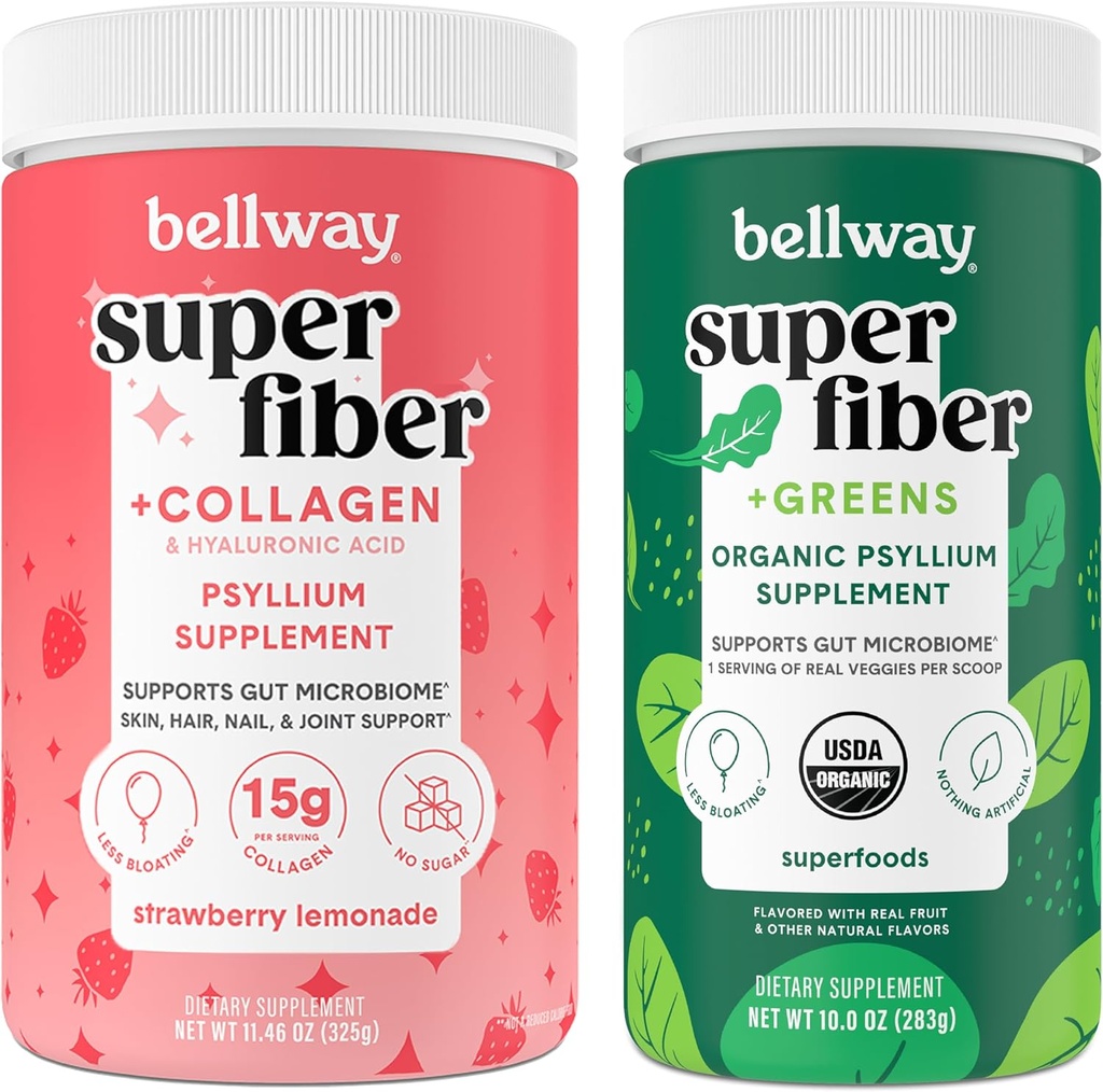 Bellway Super Fiber Powder + Colagen, Strawberry Lemonade Super Fiber + Greens