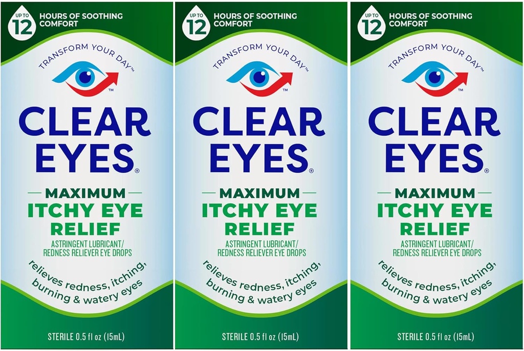 Clear Eyes Maximal Itchy Eye Relief Picături oftalmice, 0.5 Fl Oz (Pachet de 3)
