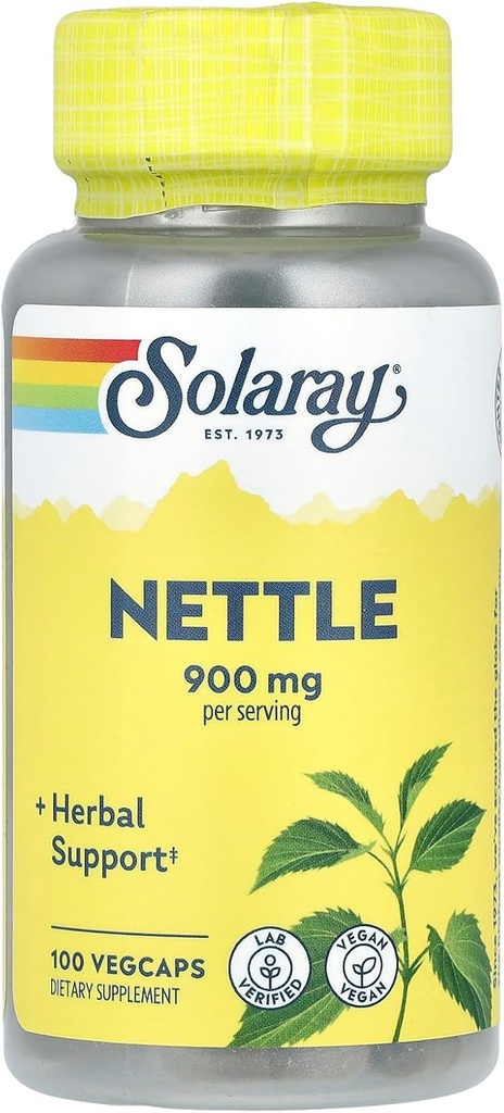 SOLARAY Nettle, 100 VegCaps (450 mg per capsulă)
