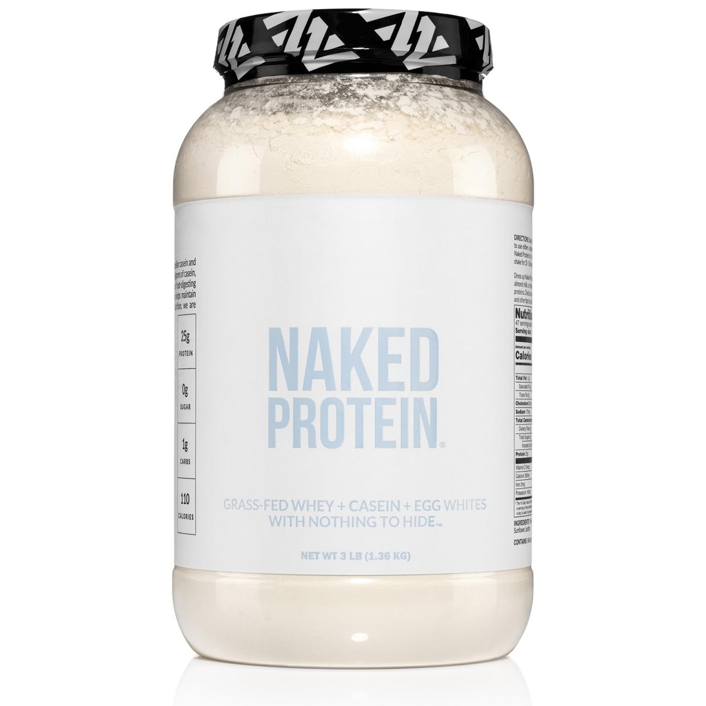 Pulbere de proteine praf gol - Whey, Casein și proteine de ou, Numai 4 ingrediente, non-GMO, fără soia, gluten gratuit, fără îndulcitori artificiali, arome sau culori, Keto și Paleo prietenos - 3 LB