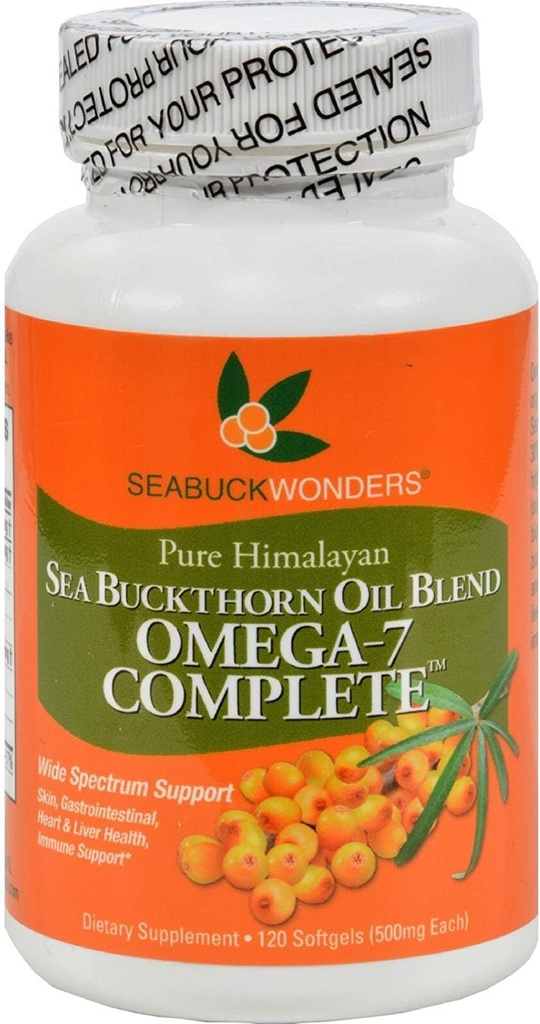 Seabuck Wonders Sea Buckthorn Oil Blend - 500 mg - Omega 7 Complet - Natural - Gluten gratuit - 120 Softgels (Pachet de 2)