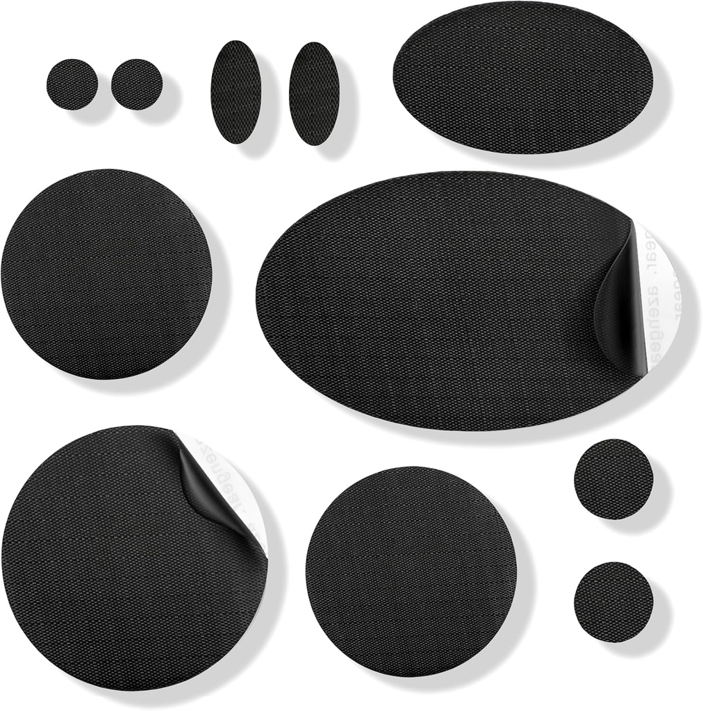aZenGear Repair Patches - impermeabile, auto-adezive, Tear-Cold-Heat-Resistant Nylon Polyester Fix Puffer Coats, Gear, Corturi (11 piese, Solid Black)