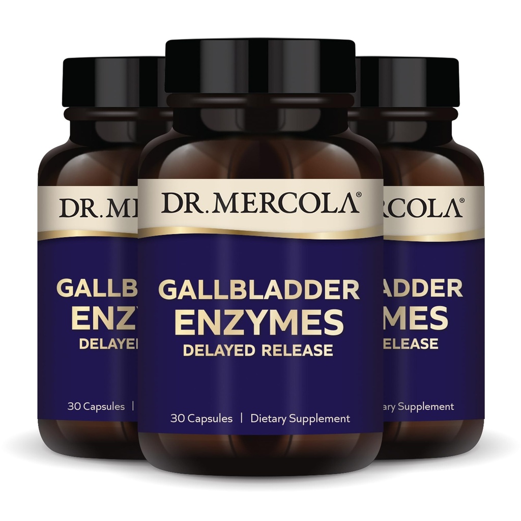 Dr. Mercola Gallbladder Enzime - Gallbladder & Digestive Health Support - Include Protează pancreatică, Amylază & Lipase - non-GMO, Gluten-Free & Soy-Free - 90 capsule cu eliberare întârziată (90 Servings)