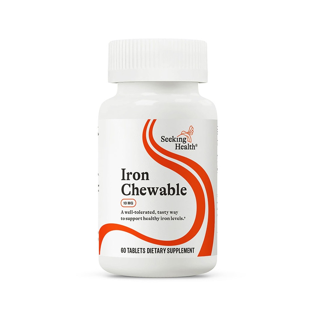 Cautare de sanatate fier masticabil - Supliment mineral pentru a sprijini metabolismul sanatos - Suplimentul SIDA functia musculara la barbati si femei - Supliment de suport energetic - 10 mg, 60 comprimate