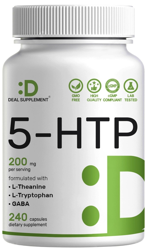 Deal Suplimentul 5-HTP 200mg Per Serving, 240 capsule, 98% African Derived Griffonia Seed Extract de semințe de 