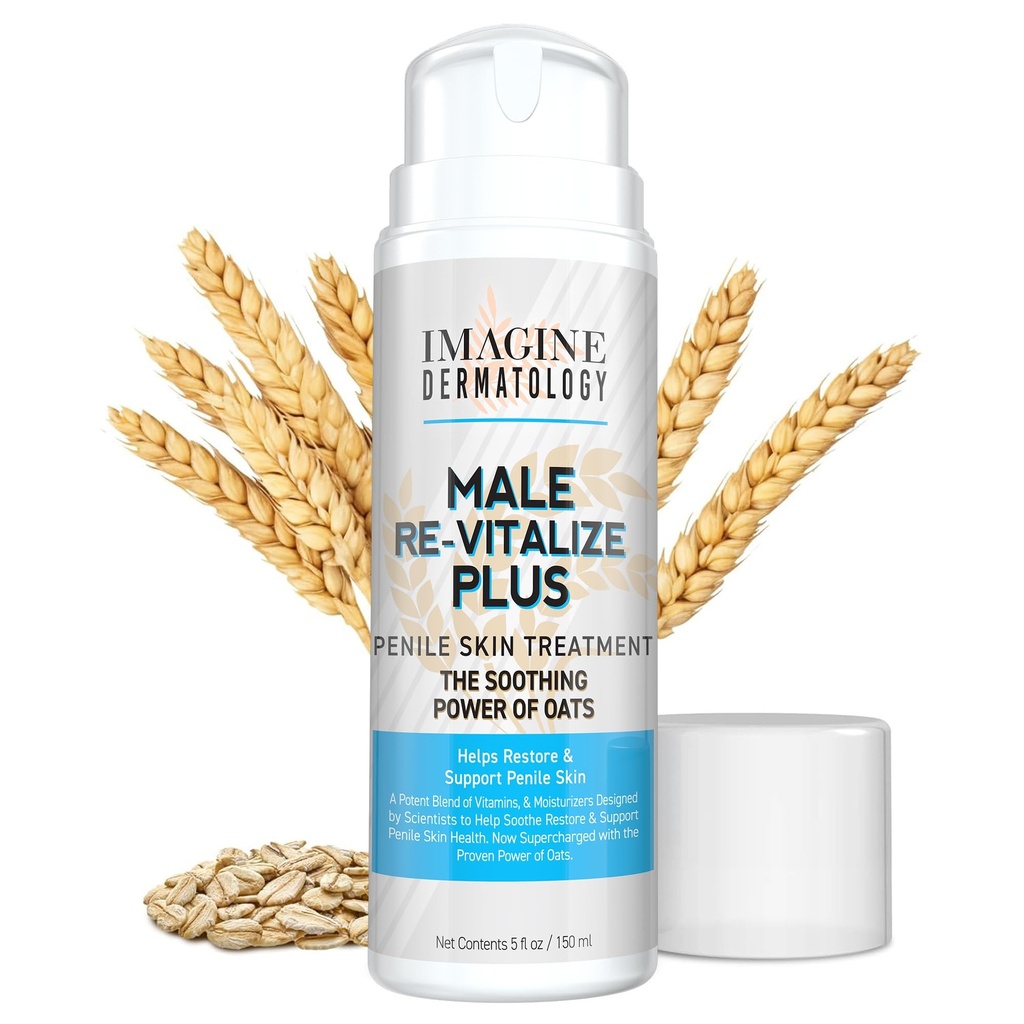 Masculin Re-Vitalize PLUS - Oats Penile Health Cream for Men - Relieve, Restaurare și suport Skin - Moisturizer Penile Lotion - Marime mare valoare (5fl oz/150ml)