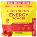 Keto Vitals Electrolite Energy Drink Packets - Supliment electrolit pentru energie si rehidratare - Pachete Keto Keto pepene verde cu capsuni, 30 Conte