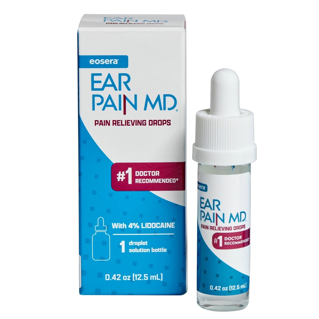 Eosera durere de ureche MD® - 4% Picături de urechi Lidocaină pentru Relief de putere maximă durere - Acţiune rapidă, Numbing Tratamentul ureche pentru adulți și copii (12,5 ml)
