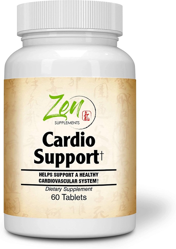 Suplimente Zen - Suport Cardio Plus Antioxidanti, L-Carnitina, L-Taurina, cu Coenzima Q10, Hawthorn, Horsechestnut, Cayenne, Seminte de struguri si Vitamina E, Promoveaza o inima sanatoasa 60-Tabs
