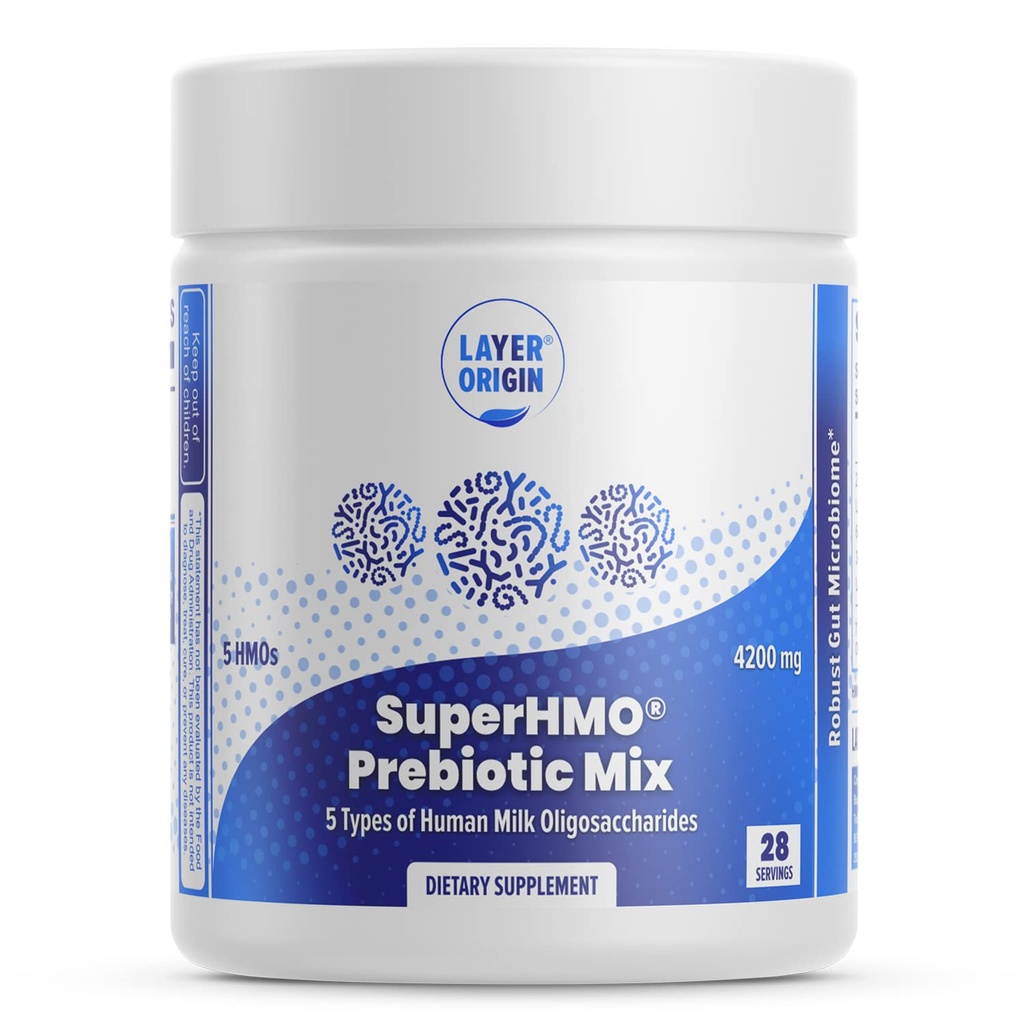 Layer Origin SuperHMO Prebiotic Mix cu 5-HMO Prebiotic Fiber for Gut, Digestion, Brain Health - pulbere, 28 Servings