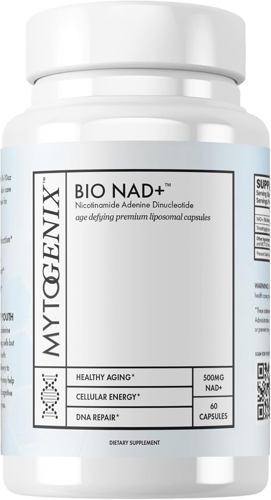 Capsule NAD+ pure - Nicotinamidă Adenină Dinucleotidă - NAD+ Supliment - 60 capsule per flacon- 500 mg NAD+ per servire - Promovează antiaging - sănătate celulară și funcție - repararea ADN