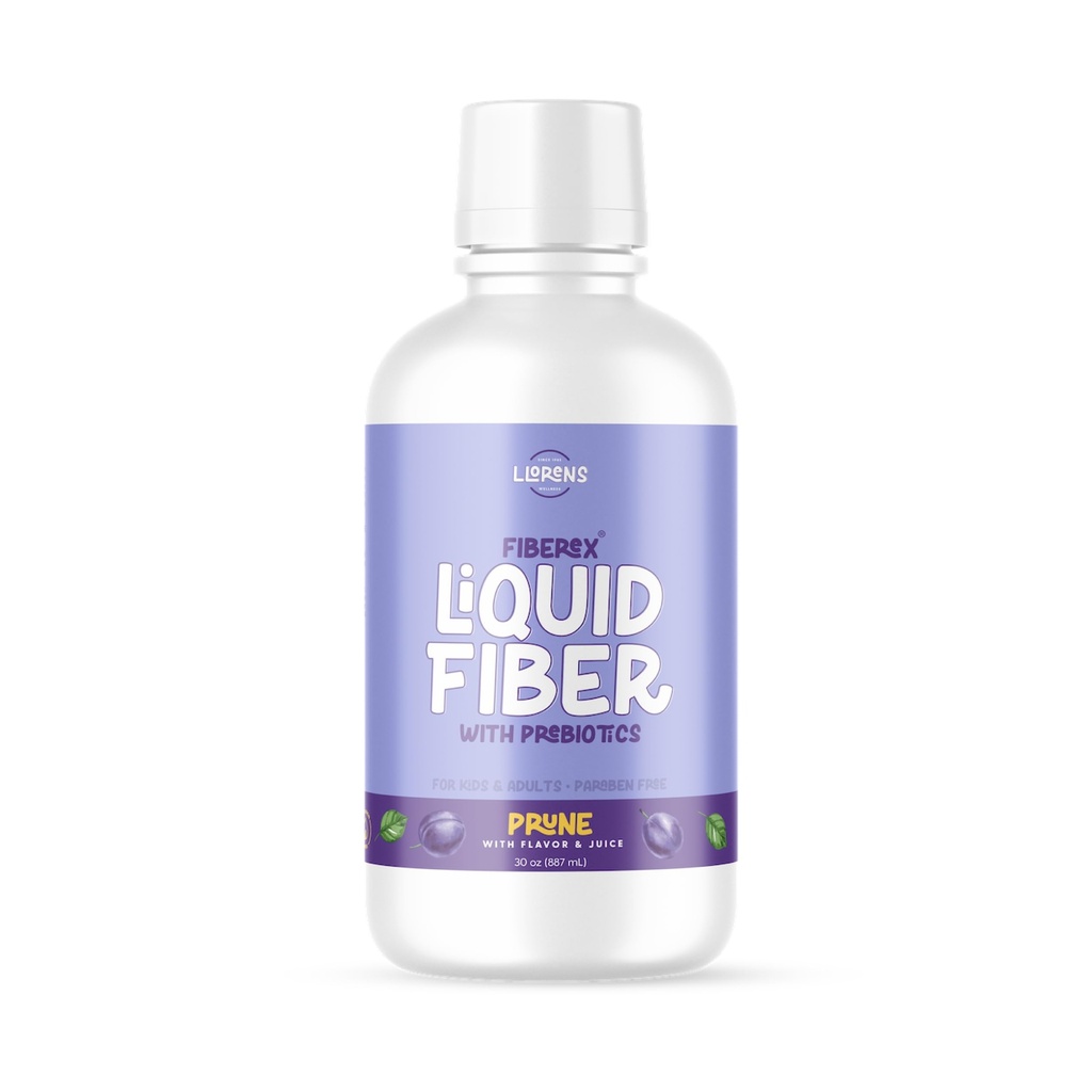 LLORENS Fibră lichidă Farmacică 15 Grams Fibră Soluble, fără zahăr, Regularitate și Soft Stools - Prune Flavor - 30 FL oz