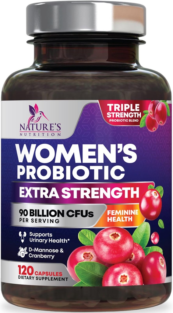 Probiotice pentru femei Digestive Health Support - 90 Miliarde CFU Femei Probiotice, 16 Strains, Cranberry, Probiotic Vaginal cu Prebiotice, PH, Imune, Urinal, & Feminina de sănătate Suport, 120 Capsule