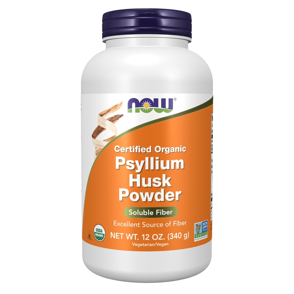 Suplimente alimentare, Psyllium Husk Powder, Certified Organic, non-GMO Project Verified, Soluble Fiber, 12-Ounce