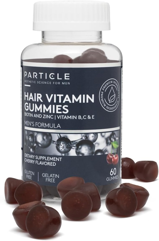 Pătrunjel Mens Hair Gummies, Gluten Free & Vegan Supliment cu vitamina C, Biotin, Zinc & Vitamina B12, Mens Suplimentul zilnic pentru Hair & Wellness Support, Aroma de cireșe, 60 Gummies, 1 lună de aprovizionare
