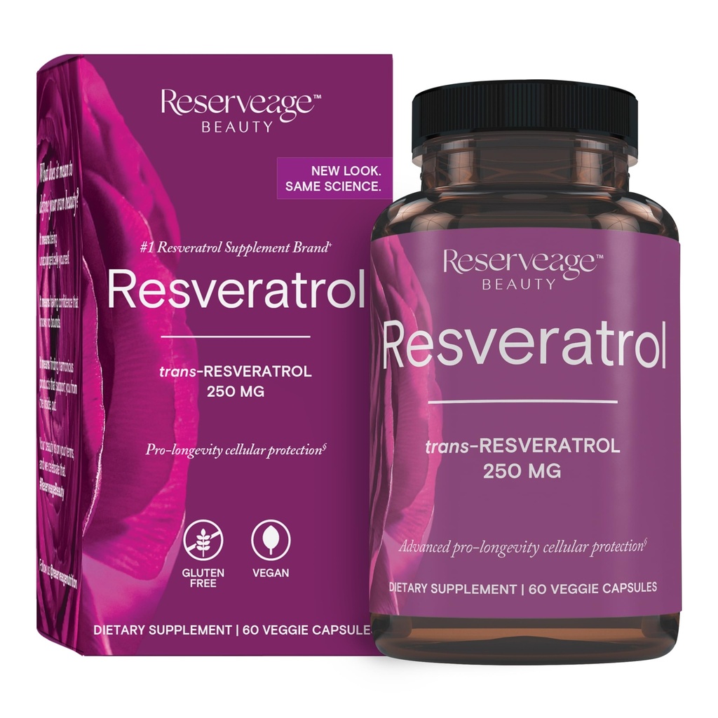 Rezervare Beauty Resveratrol 250 mg - Cel mai bun Trans-Resveratrol - Vegan Antioxidant Supliment pentru Cellular & Heart Health - SIDA imbatranire sanatoasa si sanatate imuna - 60 Capsule vegetale