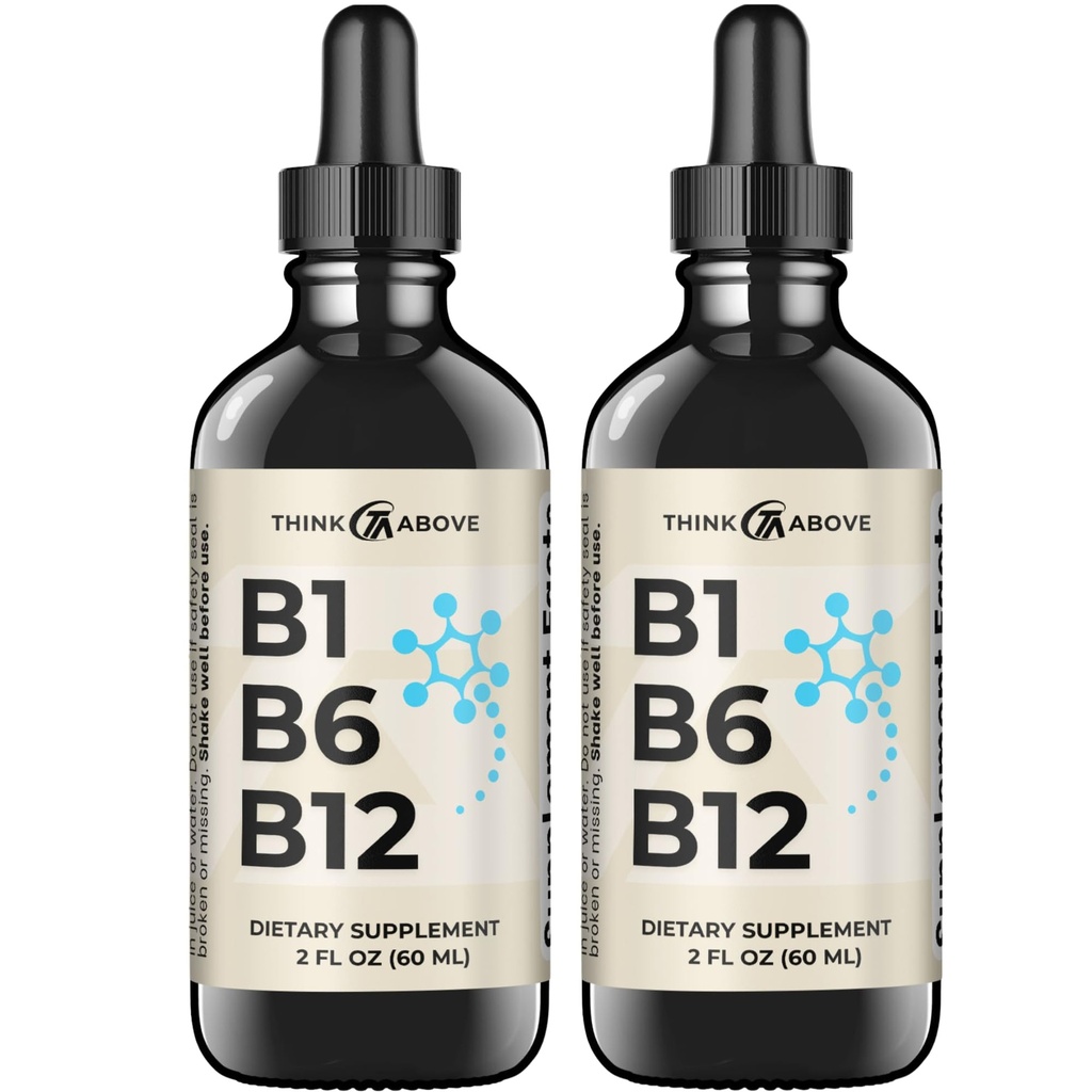B1 B6 B12 Drops lichid de vitamina - Nervi, energie, supliment de suport pentru creier - Flavor fructat-ca - metilcobalamină, tiamină, piridoxină (2)