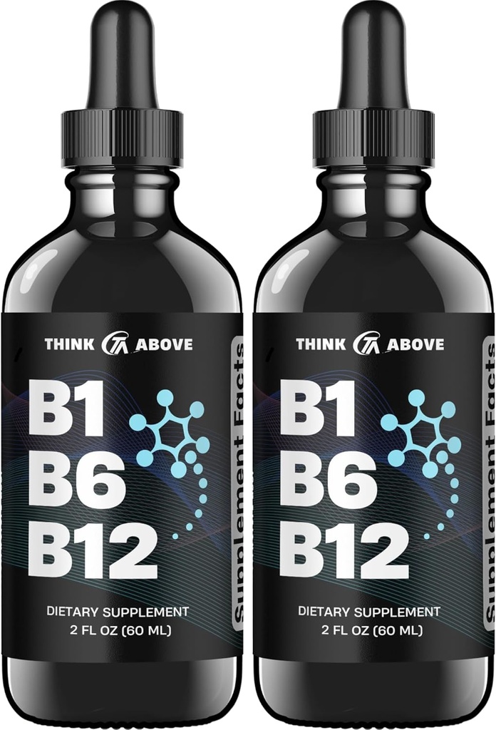 B1 B6 B12 Drops lichid de vitamina - Nervi, energie, supliment de suport pentru creier - Flavor fructat-ca - metilcobalamină, tiamină, piridoxină (2)