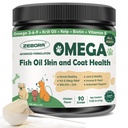 ZEBORA Omega 3 ulei de pește pentru câini, ulei de pește sălbatic prins câine, EPA & DHA, ulei de krill, Kelp, supliment de piele și haină, anti mâncărime și vărsare, suport piele uscată, sănătate comună, alergii câine ajutor