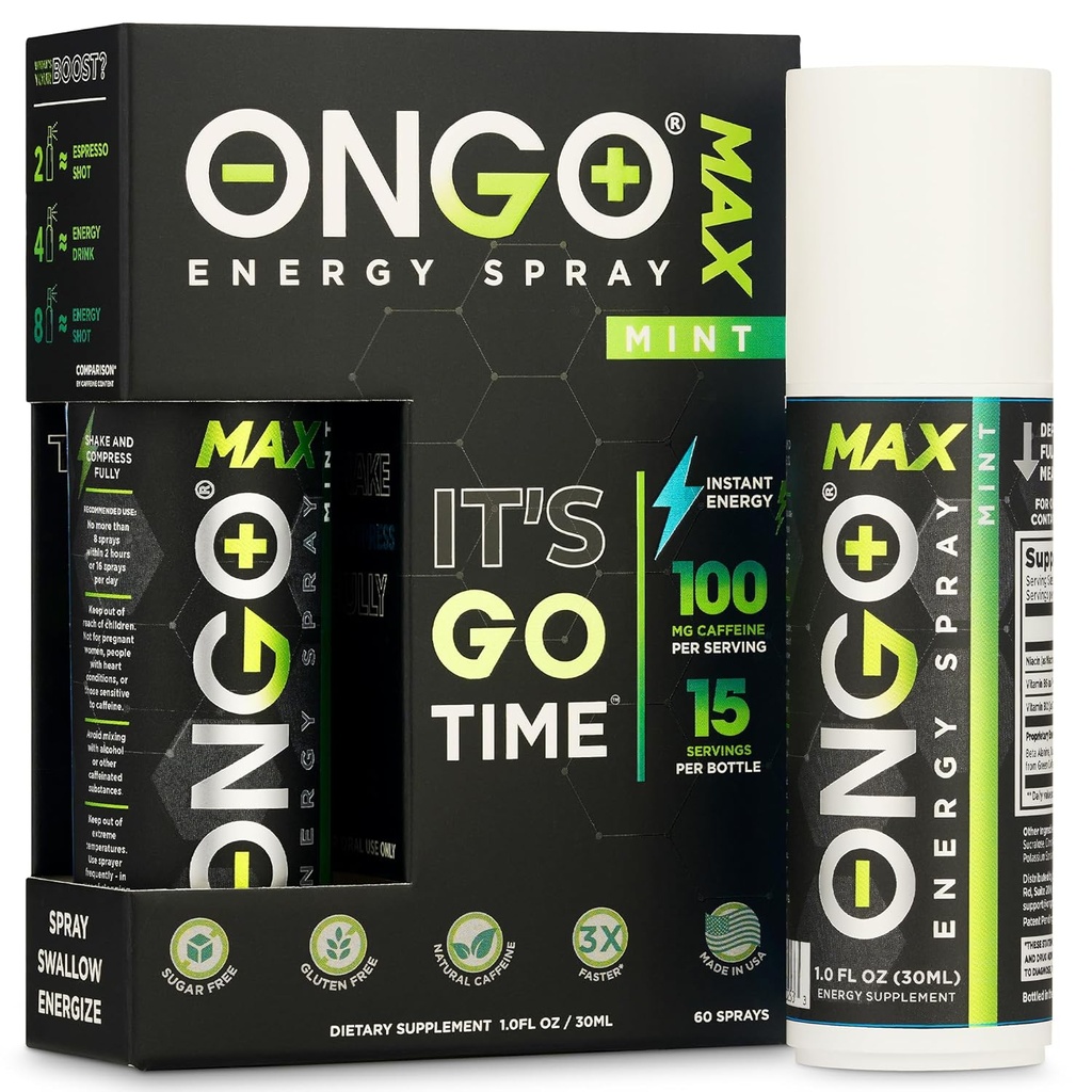 OnGo Energy - Natural cofeina (1500mg) Instant Energy Spray oral 
