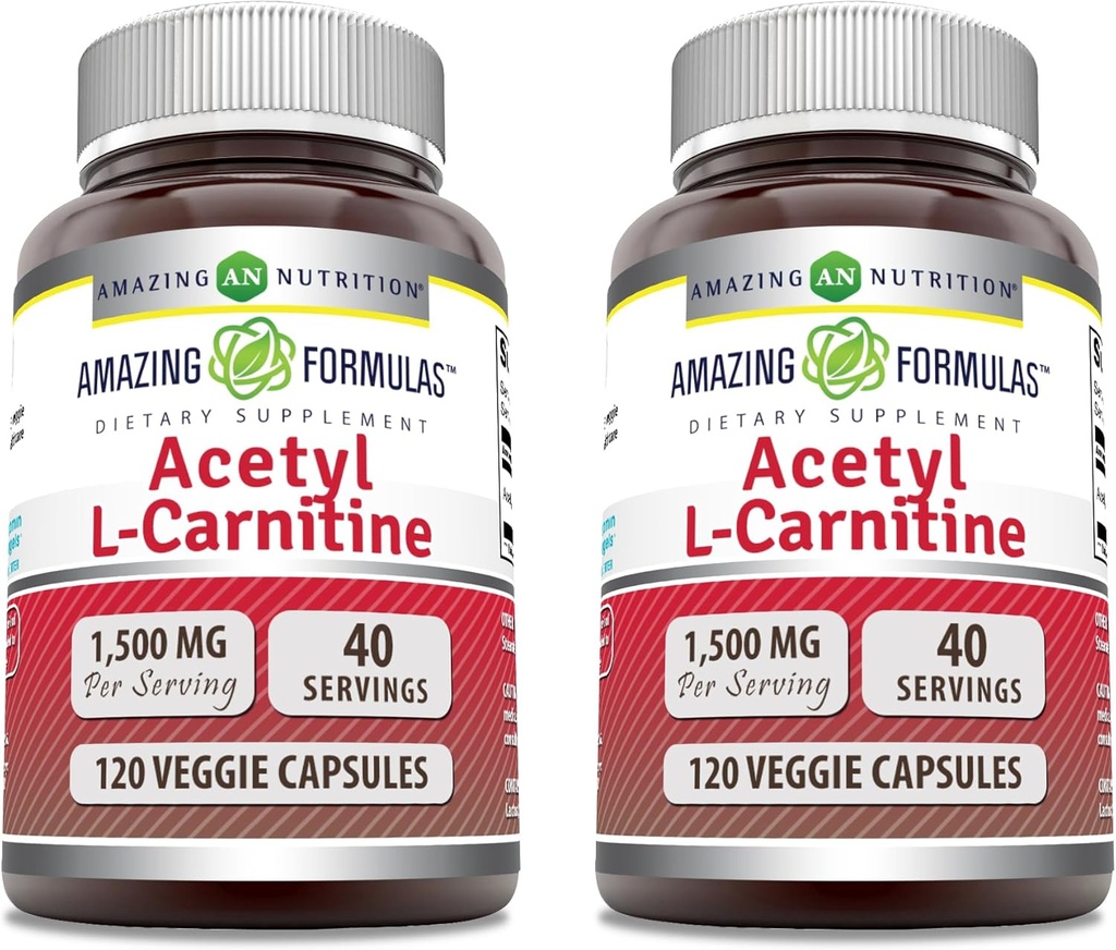Amazing Formulas Acetil L-Carnitine 1500 Mg Per Servire Capsule Veggie Supliment 