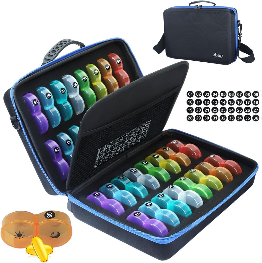 Lunar Pill Organizator Box 2 ori pe zi, lunar Pilula cutie AM PM cu 32 zilnic caz de buzunar, Traval Pilula cutie cu caz greu portabil, extra mare medicament cutie deține vitamina, Cod ficat ulei & supliment