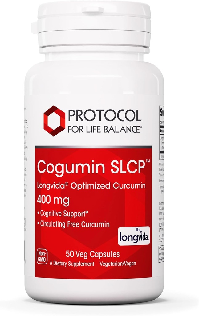 PROTOCOL PENTRU LIFE BALANCE Cogumin SLCP 400mg Curcumin - Suport neurologic - cu extract Curcuma Longa - Supliment de suport cognitiv - Vegan-Friendly & Non-GMO - 50 Veg Capsule