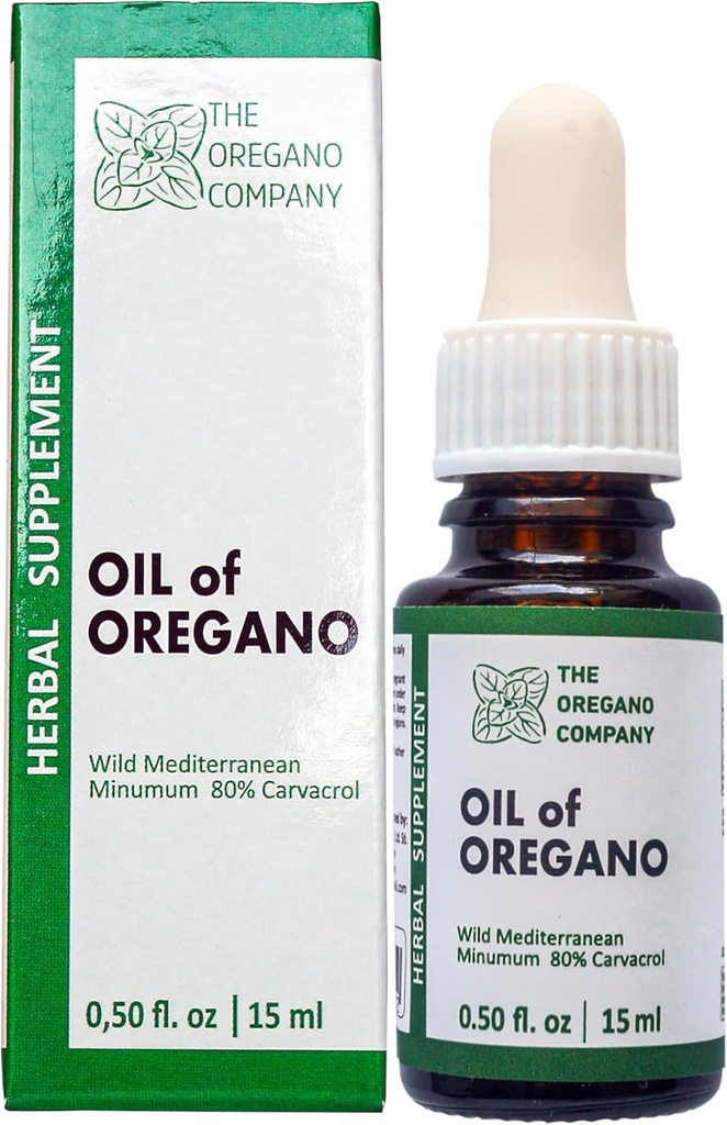 ORGANO COMPANY- ulei de Oregano 0.50 fl. oz 15 ml lichid, picături, Vegan, vegetarian, acete de Oregano, suplimente alimentare comestibile, potenta Carvacrol natural ridicat, extract de ulei Oregano sălbatic Tinctură