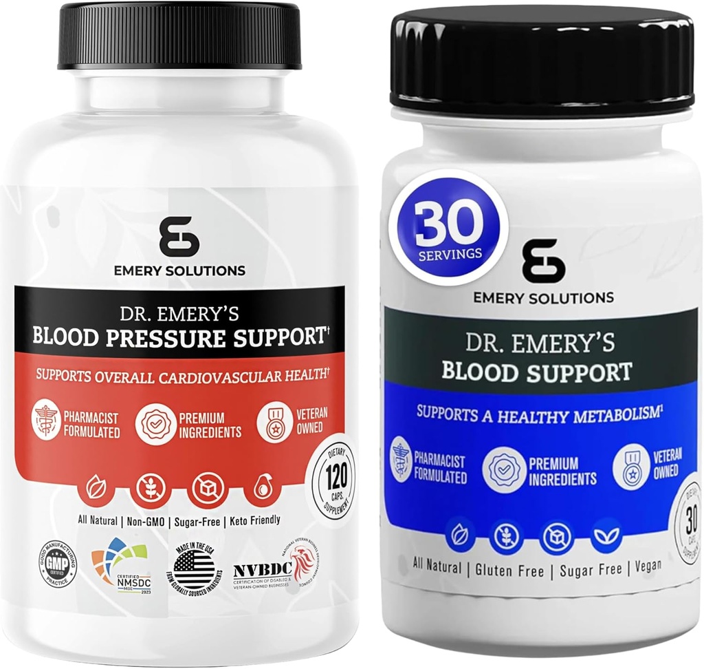 Dr Emery de suport pentru tensiune arterială și sânge capsule de suport de magneziu D3 CoQ10 B6 B9 B12 Vitamine Zinc Vegan zahăr gratuit