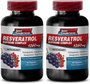 Resveratrol Supreme 1200mg Putere maximă Plus 1200 Suplimente de vin roșu, resveratrol Suplimentul de vin roșu, antioxidant resveratrol, extract de vin roșu cu resveratrol, roșu de struguri 2 sticle