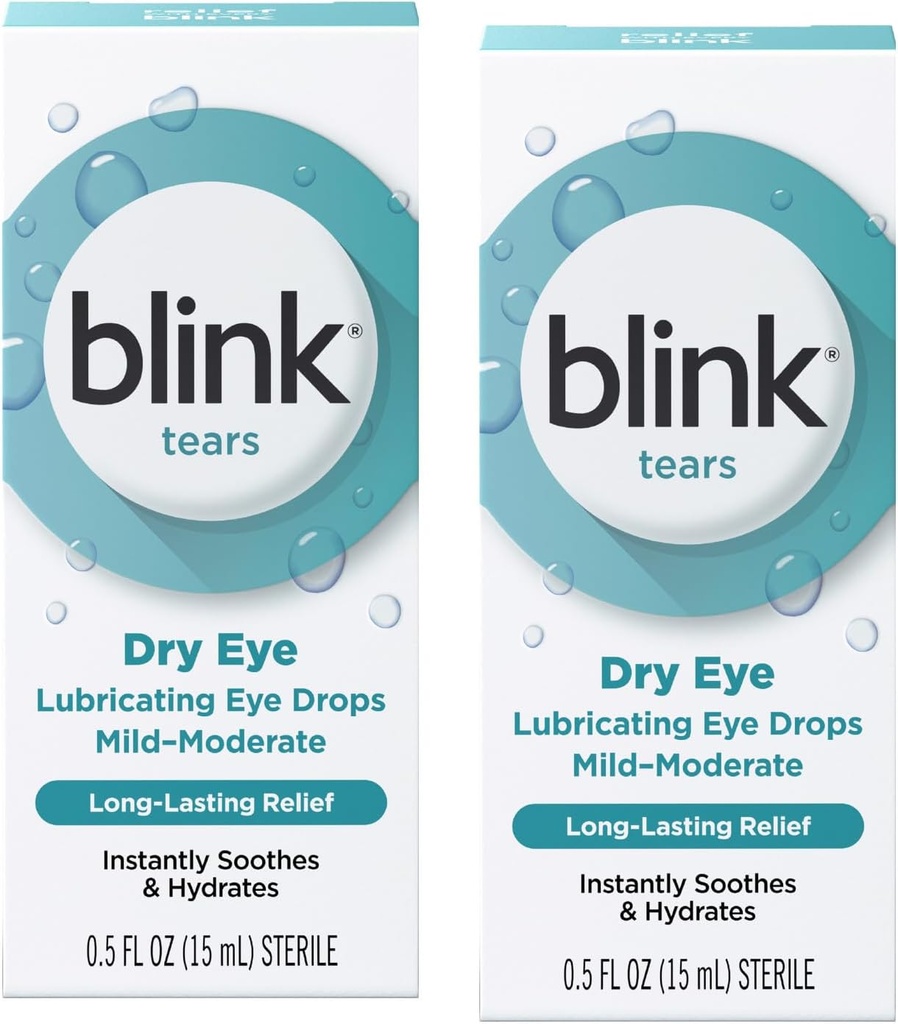 Blink Tears Lubrication Eye Drops (Ochi uscat Moderat-Mild), 0,5 FL OZ (15 ml) - 2-Pack